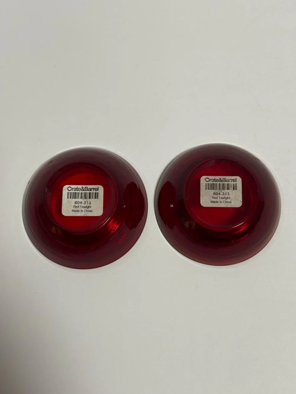 Crate&Barrel Ruby Red Glass Tea Light Holders Set of 2